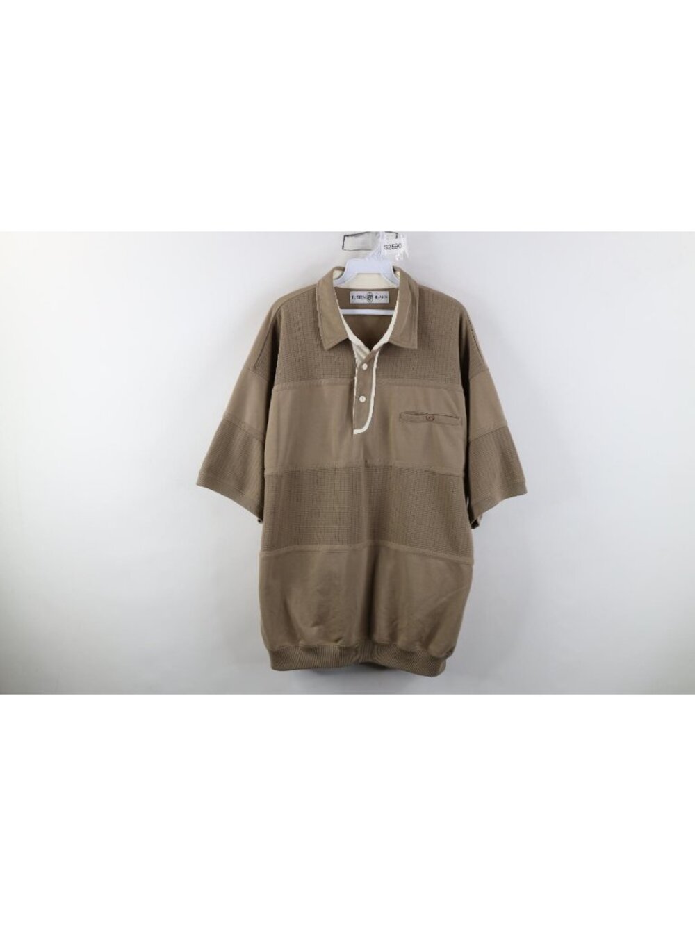 Vintage 90s Streetwear Mens 2XL Faded Panel Ribbed Knit Pullover Polo Shirt Mob